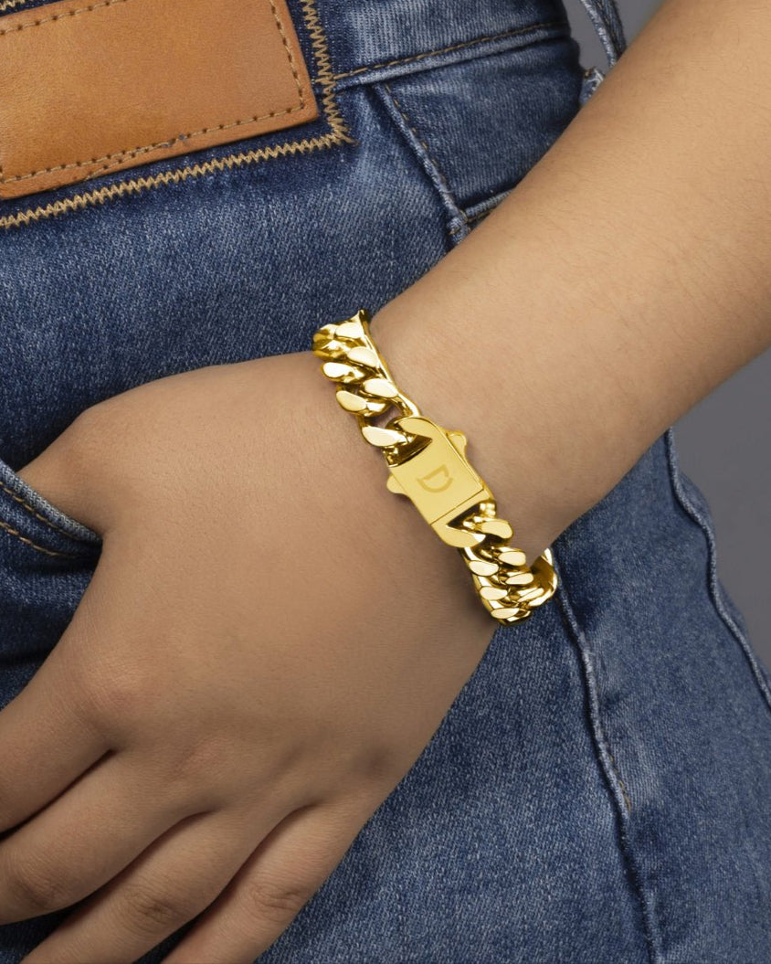 BOXED CLEAN CUBANA BRACELET. - 12MM 18K GOLD - Drippy Amsterdam