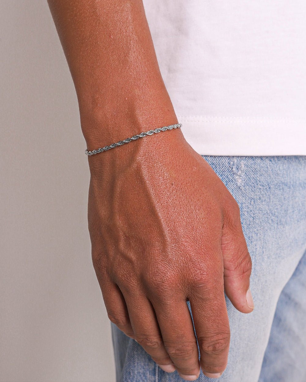 CLEAN ROPE BRACELET. - 3MM WHITE GOLD - Drippy Amsterdam