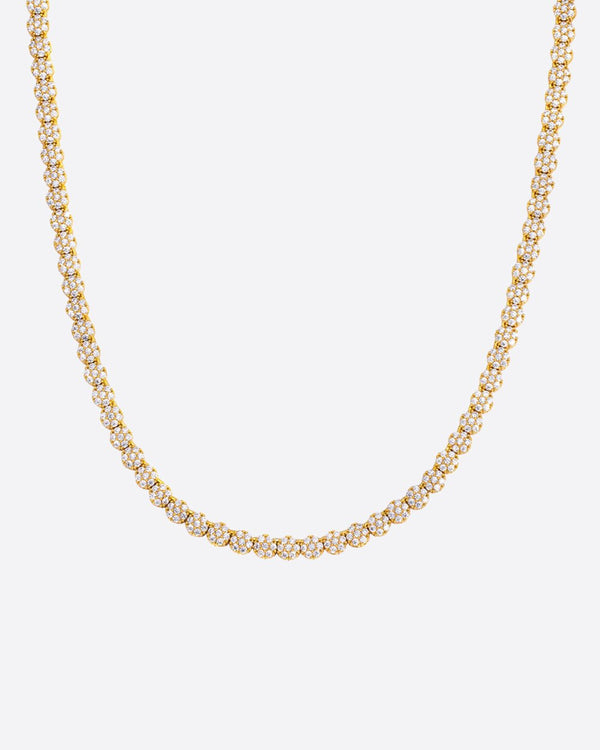FLOWER TENNIS CHAIN. 8MM 18K GOLD Drippy Amsterdam