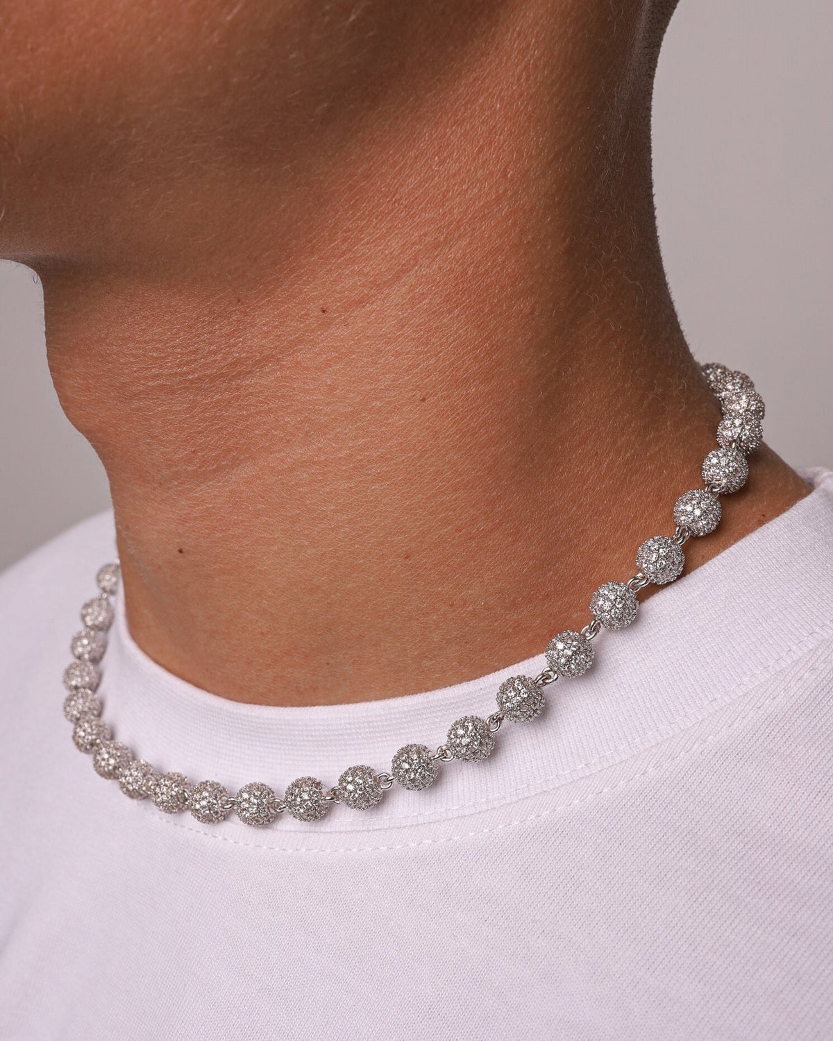 ICED BALL CHAIN. WHITE GOLD Drippy Amsterdam