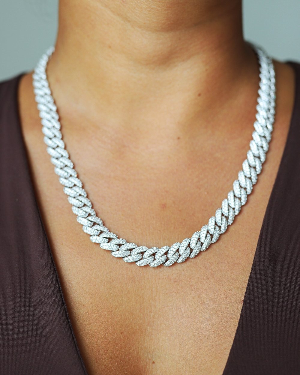 10mm white online gold chain