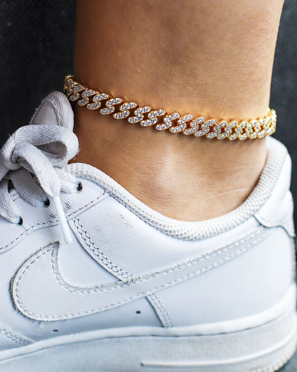 ICED CUBAN ANKLET. - 9MM 18K GOLD - Drippy Amsterdam
