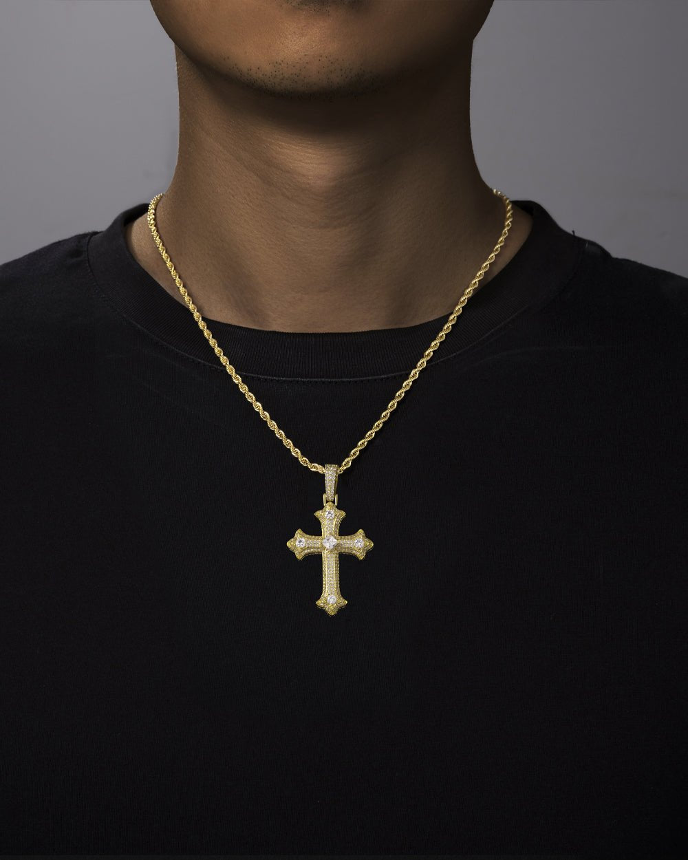 14k gold iced python store cross pendant