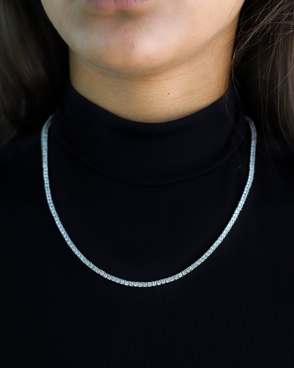 Micro tennis chain white gold Clearance