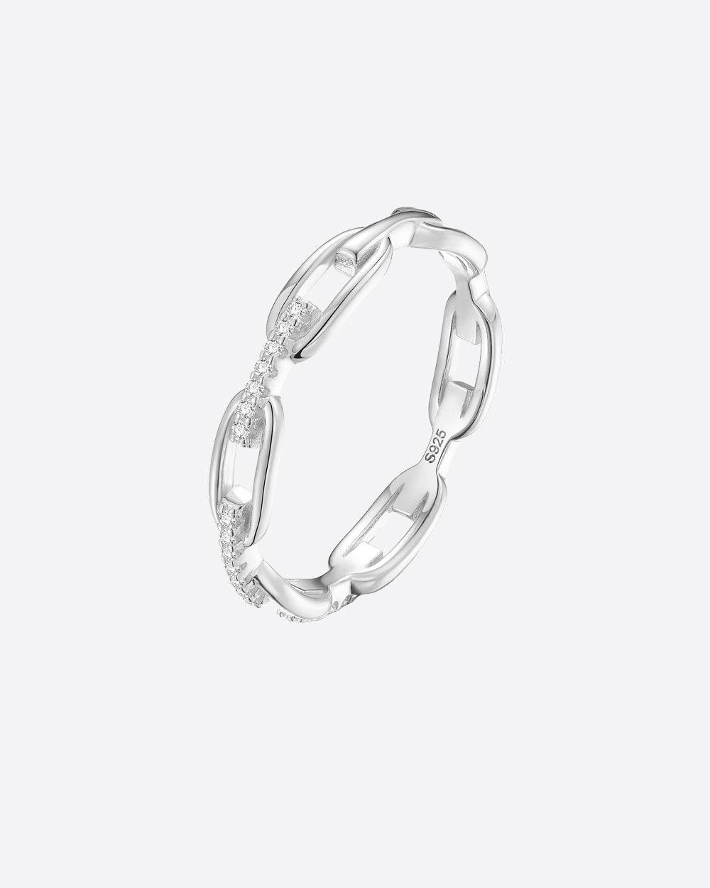 MOISSANITE ICED CHAIN RING. - WHITE GOLD - Drippy Amsterdam