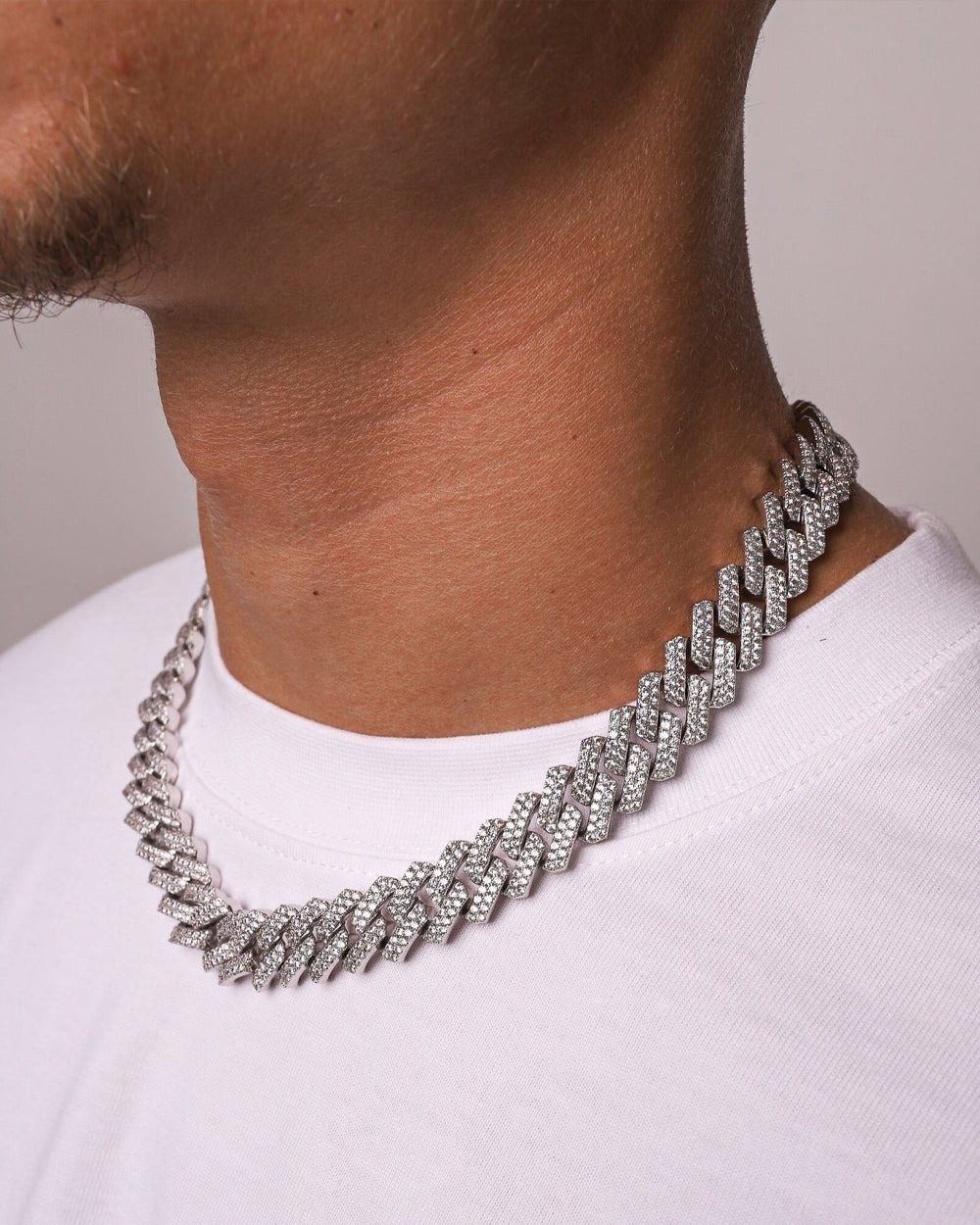 PRONG CHAIN. - 13MM WHITE GOLD - Drippy Amsterdam